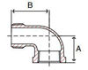 90 degree threaded elbow line drawing