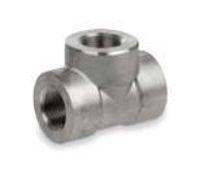 Picture of ⅜ inch NPT forged 304 stainless steel class 3000 threaded straight tee