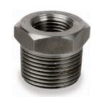 Picture of ½ x ⅜ inch NPT forged carbon steel class 3000 threaded reducing hex bushing