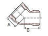 Picture of ⅜ inch NPT malleable iron class 150 threaded 45 degree street elbow