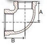 Picture of 3/4 X 1/4 inch NPT 90 degree class 150 malleable iron reducing elbow