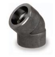 Picture of ⅜ inch 45 degree forged carbon steel socket weld elbow