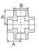 forged carbon steel socket weld crosses line drawing