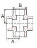 Picture of ½ inch forged carbon steel socket weld cross