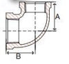 line drawing of lead free bronze 90 degree reducing elbow