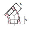 line drawing of threaded lead free bronze 45 degree elbow