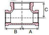 bull head reducing tee line drawing