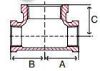 Picture of 1/2 x 1/2 x 1/8 inch NPT Class 150 Malleable Iron Reducing Tee