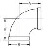 class 300 galvanized NPT threaded 90 degree elbows line drawing