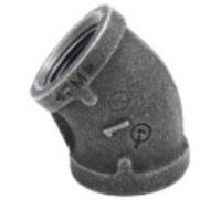Picture of 1 ¼ inch NPT class 300 threaded 45 deg malleable iron elbow